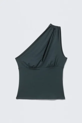 One-Shoulder Cut-Out Top – Petrol