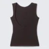 Open Back Boat-Neck Tank Top – Dark Brown Open Back Boat-Neck Tank Top – Dark Brown