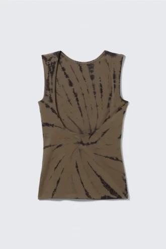 Open Back Boat-Neck Tank Top – Dark Mole Tie-Dye