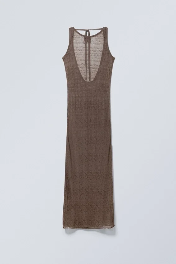 Open Back Knitted Maxi Dress – Dark Mole Open Back Knitted Maxi Dress – Dark Mole