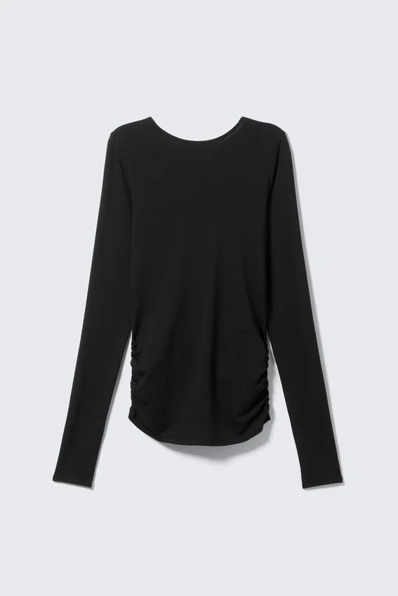 Open Back Long-Sleeved Top – Black Open Back Long-Sleeved Top – Black