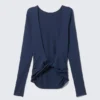 Open Back Long-Sleeved Top – Dark Blue Open Back Long-Sleeved Top – Dark Blue
