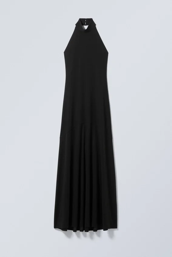 Open Back Maxi Halter Dress – Black Open Back Maxi Halter Dress – Black