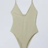 Open Back Swimsuit – Light Khaki Green Open Back Swimsuit – Light Khaki Green