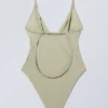 Open Back Swimsuit – Light Khaki Green Open Back Swimsuit – Light Khaki Green