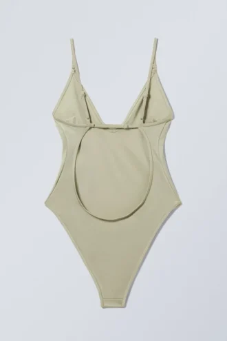 Open Back Swimsuit – Light Khaki Green