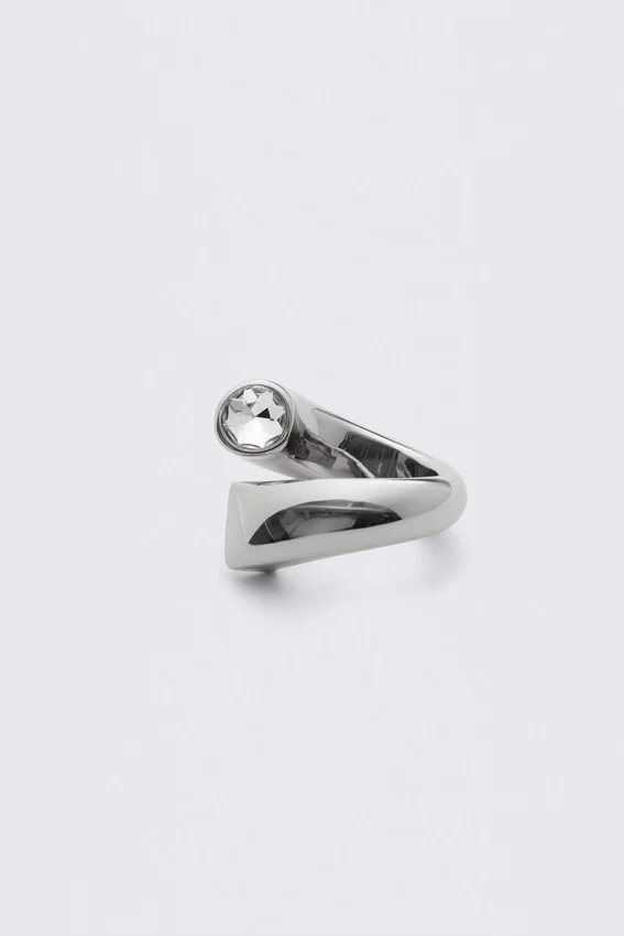 Open-Band Rhinestone Ring – Silver Open-Band Rhinestone Ring – Silver