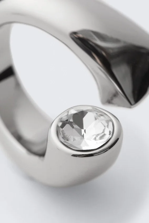 Open-Band Rhinestone Ring – Silver Open-Band Rhinestone Ring – Silver