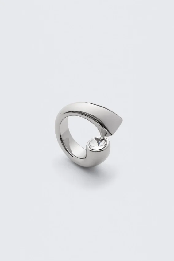 Open-Band Rhinestone Ring – Silver Open-Band Rhinestone Ring – Silver