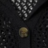 Open-Knit Button-Up Cardigan – Black Open-Knit Button-Up Cardigan – Black