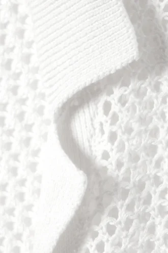 Open-Knit Button-Up Cardigan – Dusty White
