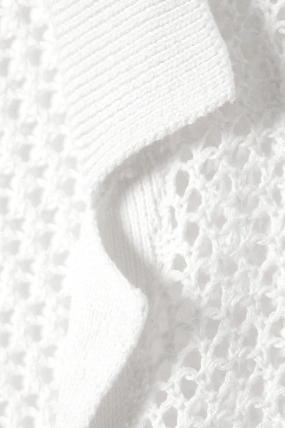 Open-Knit Button-Up Cardigan – Dusty White Open-Knit Button-Up Cardigan – Dusty White