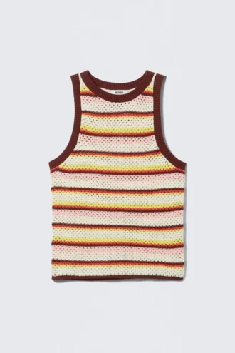 Open-Knit Cotton Tank Top – Multi Stripe
