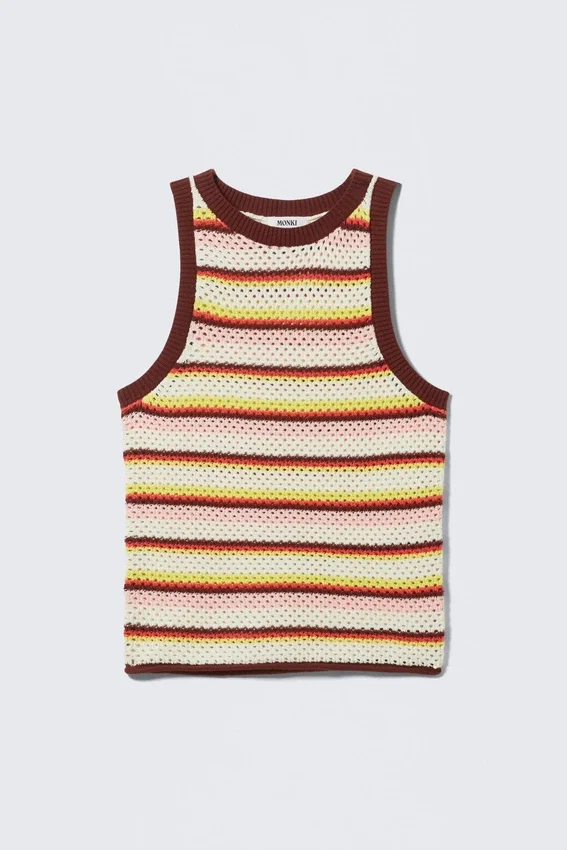 Open-Knit Cotton Tank Top – Multi Stripe Open-Knit Cotton Tank Top – Multi Stripe