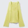 Open-Knit Hooded Sweater – Light Yellow Open-Knit Hooded Sweater – Light Yellow