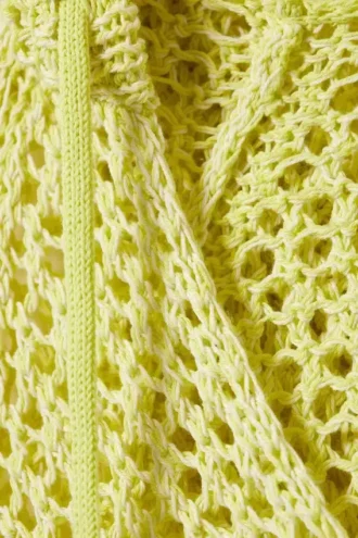 Open-Knit Hooded Sweater – Light Yellow