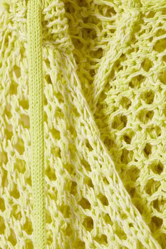 Open-Knit Hooded Sweater – Light Yellow Open-Knit Hooded Sweater – Light Yellow