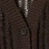 Open-Knit V-Neck Maxi Cardigan – Dark Brown Open-Knit V-Neck Maxi Cardigan – Dark Brown