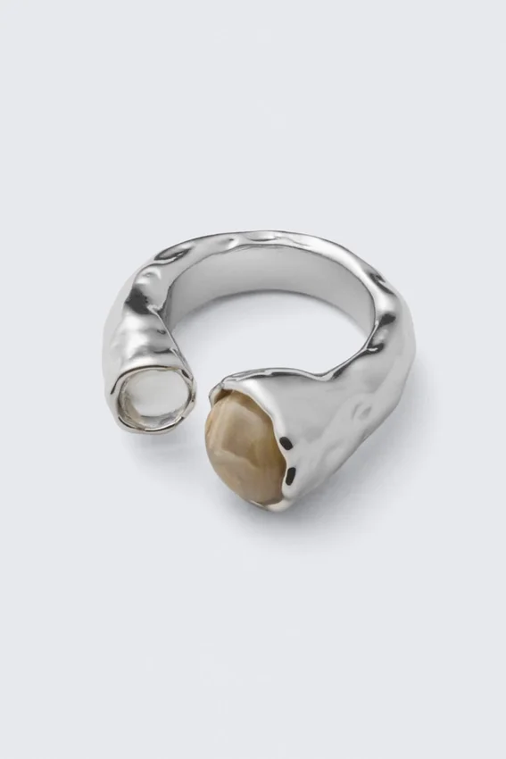 Open Organic Stone Ring – Silver Open Organic Stone Ring – Silver