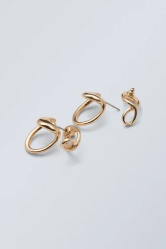 Organic-Shaped Pin Earrings – Golden