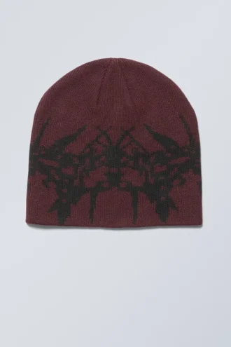 Original Beanie – Dark Red Jacquard