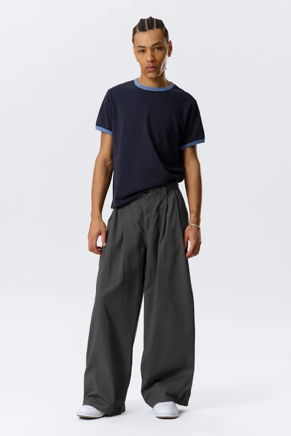 Otis Baggy Pleated Twill Chinos – Dark Grey Otis Baggy Pleated Twill Chinos – Dark Grey