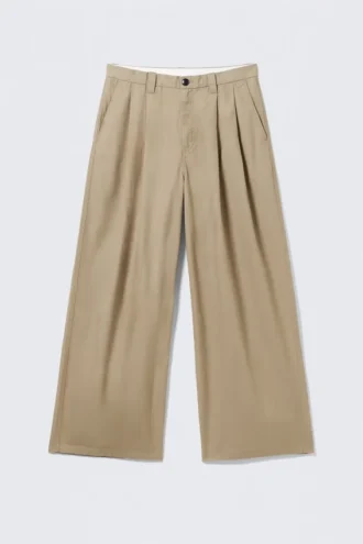 Otis Oversized Pleated Cotton Twill Chinos – Beige