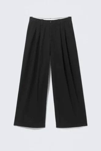 Otis Oversized Pleated Cotton Twill Chinos – Black