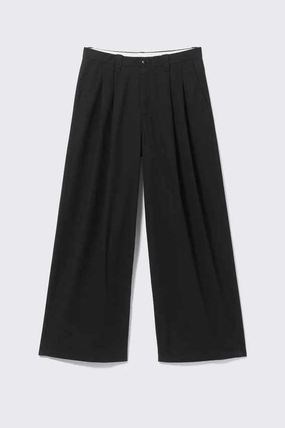 Otis Oversized Pleated Cotton Twill Chinos – Black Otis Oversized Pleated Cotton Twill Chinos – Black