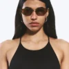 Oval Metal Frame Unisex Sunglasses – Brass – Brown Lenses Oval Metal Frame Unisex Sunglasses – Brass – Brown Lenses