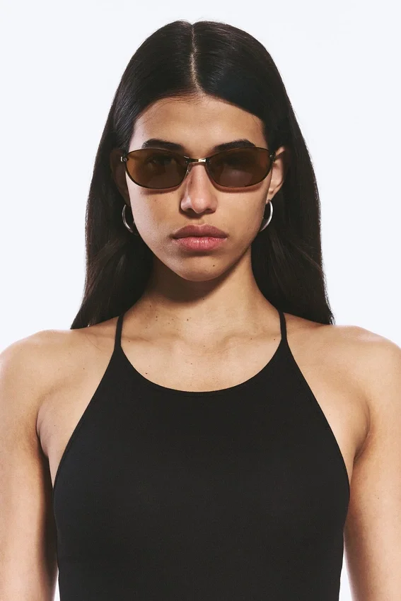 Oval Metal Frame Unisex Sunglasses – Brass – Brown Lenses Oval Metal Frame Unisex Sunglasses – Brass – Brown Lenses