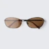 Oval Metal Frame Unisex Sunglasses – Brass – Brown Lenses Oval Metal Frame Unisex Sunglasses – Brass – Brown Lenses