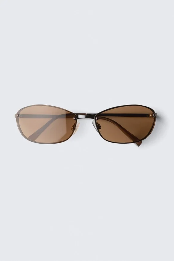 Oval Metal Frame Unisex Sunglasses – Brass – Brown Lenses Oval Metal Frame Unisex Sunglasses – Brass – Brown Lenses