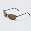 Oval Metal Frame Unisex Sunglasses – Brass – Brown Lenses Oval Metal Frame Unisex Sunglasses – Brass – Brown Lenses
