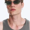 Oval Metal Frame Unisex Sunglasses – Dark Green Oval Metal Frame Unisex Sunglasses – Dark Green