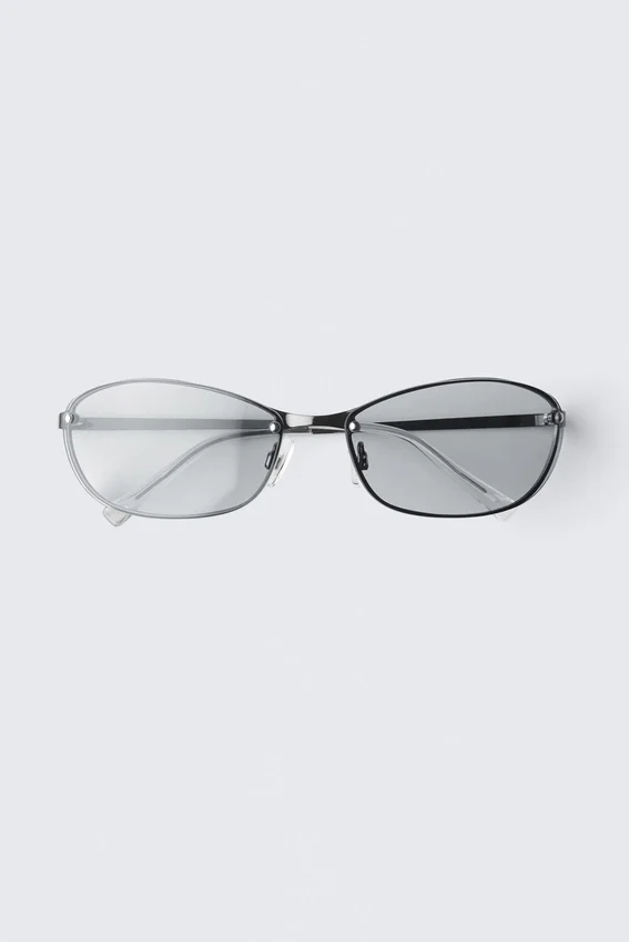 Oval Metal Frame Unisex Sunglasses – Silver – Blue Light Lenses Oval Metal Frame Unisex Sunglasses – Silver – Blue Light Lenses