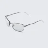 Oval Metal Frame Unisex Sunglasses – Silver – Blue Light Lenses Oval Metal Frame Unisex Sunglasses – Silver – Blue Light Lenses
