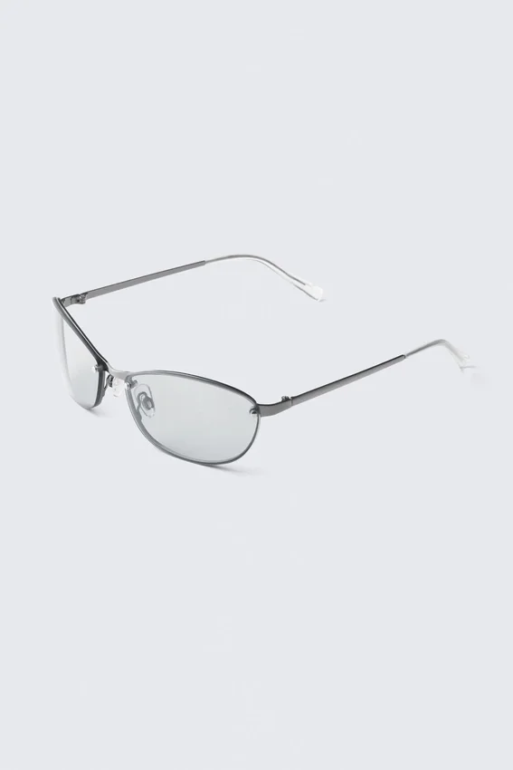 Oval Metal Frame Unisex Sunglasses – Silver – Blue Light Lenses Oval Metal Frame Unisex Sunglasses – Silver – Blue Light Lenses