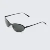 Oval Metal Sunglasses – Black – Dark Lenses Oval Metal Sunglasses – Black – Dark Lenses