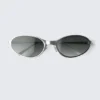 Oval Metal Sunglasses – Silver – Dark Lenses Oval Metal Sunglasses – Silver – Dark Lenses