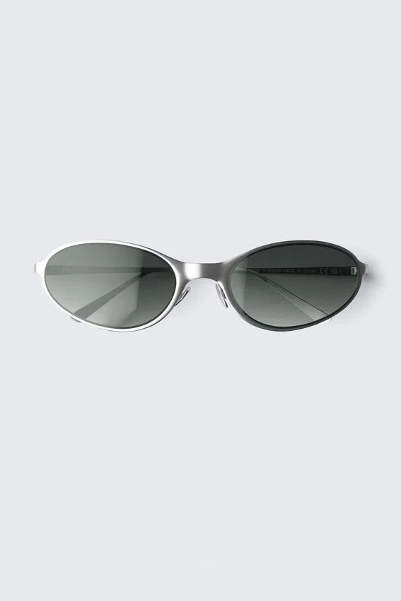 Oval Metal Sunglasses – Silver – Dark Lenses Oval Metal Sunglasses – Silver – Dark Lenses