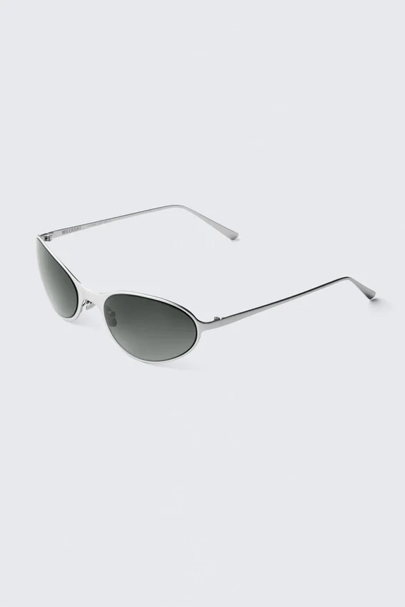Oval Metal Sunglasses – Silver – Dark Lenses Oval Metal Sunglasses – Silver – Dark Lenses
