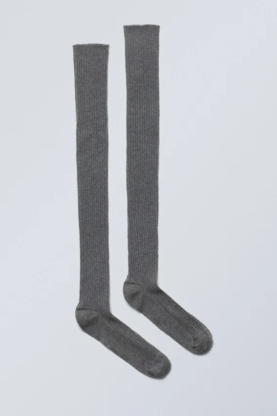 Over-Knee Ribbed Socks – Dark Grey Over-Knee Ribbed Socks – Dark Grey