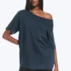 Oversized Boat Neck T-Shirt – Dark Blue Oversized Boat Neck T-Shirt – Dark Blue