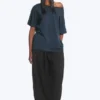 Oversized Boat Neck T-Shirt – Dark Blue Oversized Boat Neck T-Shirt – Dark Blue
