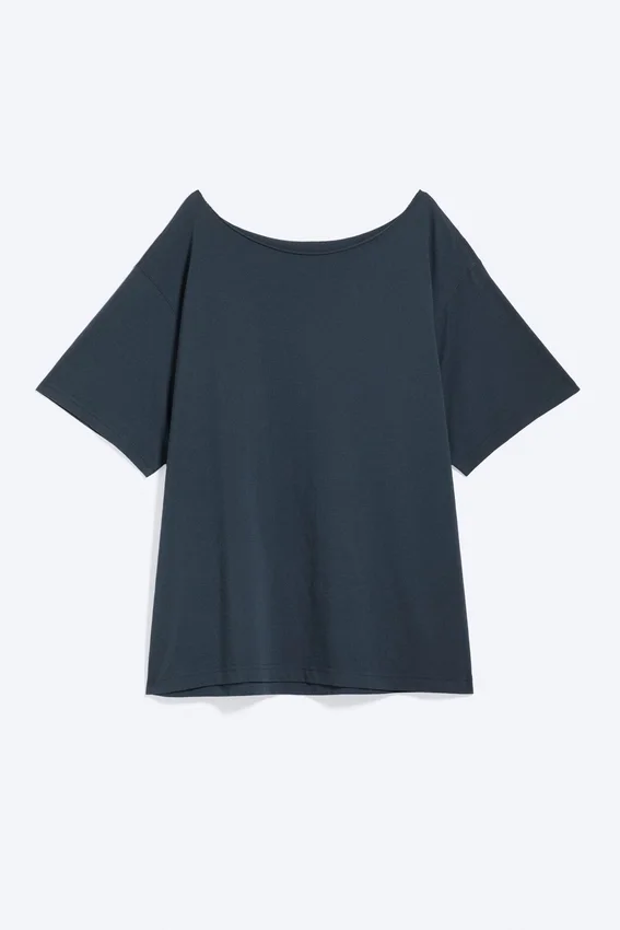 Oversized Boat Neck T-Shirt – Dark Blue Oversized Boat Neck T-Shirt – Dark Blue
