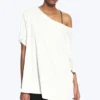 Oversized Boat Neck T-Shirt – off White