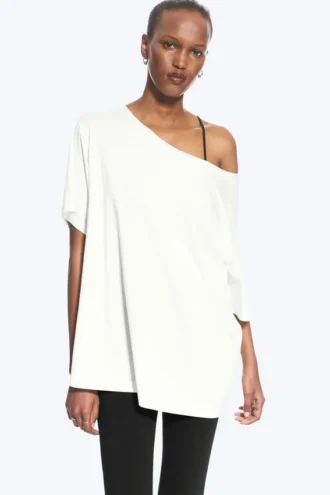 Oversized Boat Neck T-Shirt – off White