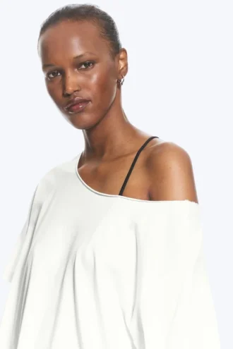 Oversized Boat Neck T-Shirt – off White