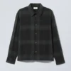 Oversized Boxy Checked Flannel Shirt – Black